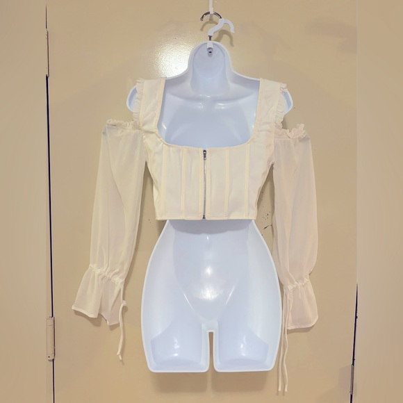 White Corset Top Long Sleeve - Picture 4 of 7